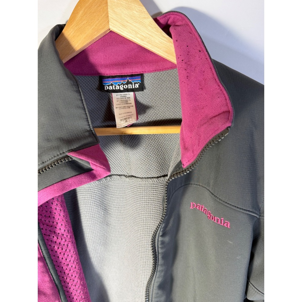 Patagonia Polartec Softshell Jacket Gray Pink Women Medium Full Zip Outdoor